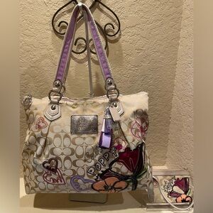 Coach Poppy Signature Appliqué Glam Tote & Wristlet